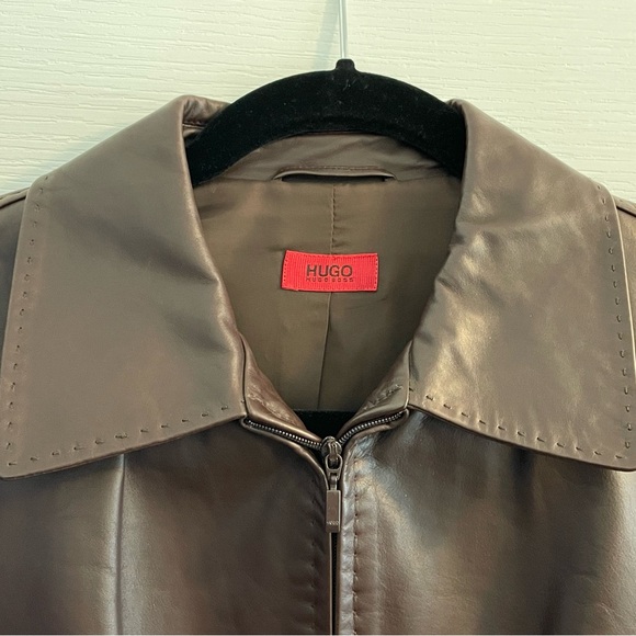 Hugo Boss Leather Jacket - Dark Brown Women’s Medium - Picture 4 of 10